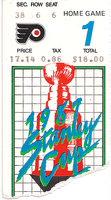 Ticket Stub from Game 1 of Flyers 1987 Stanley Cup Playoffs 