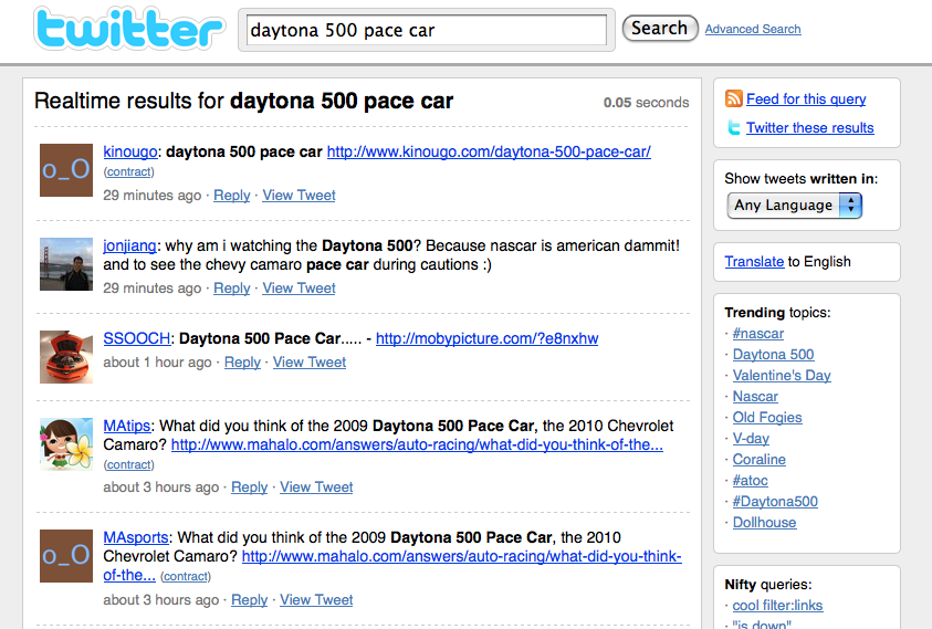 daytona 500 pace car search on twitter