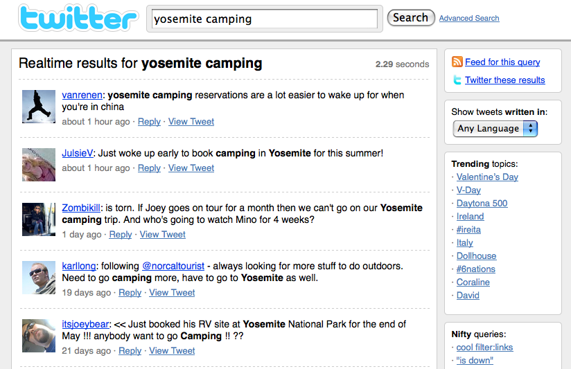 yosemite camping twitter search