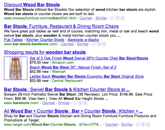 Google wooden bar stools query