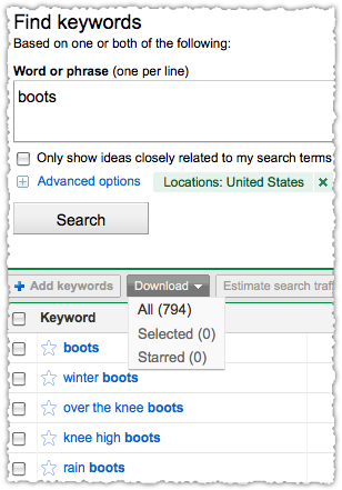 Boots Keyword Suggestions