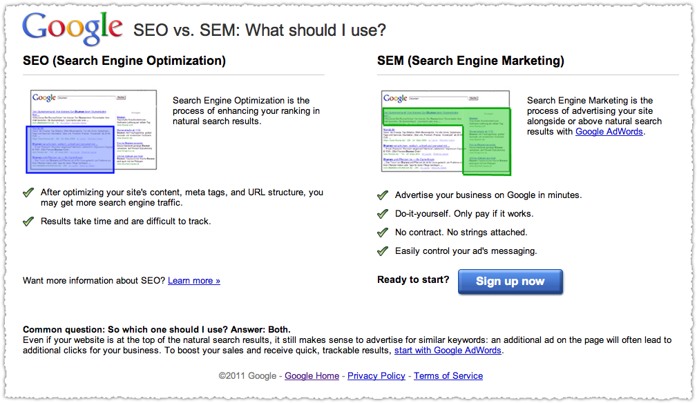 Google Defines SEO and SEM