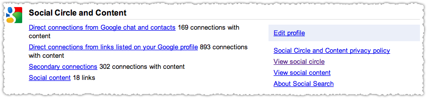 Google Social Circle and Content
