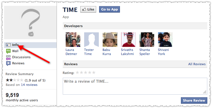 Time Facebook Application Developer Information