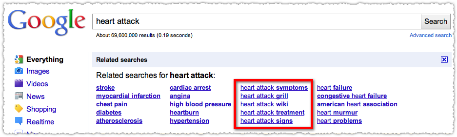 google related searches for heart attack