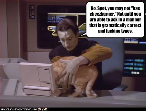 Data and Spot Star Trek LOLcat