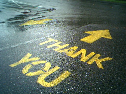 Thank You Painted on Street