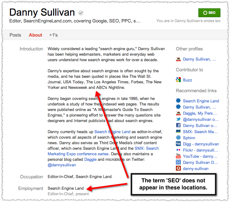 Google+ Danny Sullivan Profile