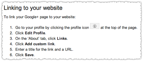 Google+ Page Verification Link to Website Instructions