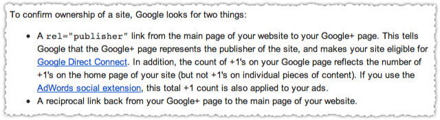 Google+ Page Rel=Publisher Verification