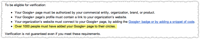 Google+ Page Verification Requirements