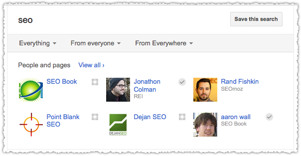 Google+ Search Results for New User