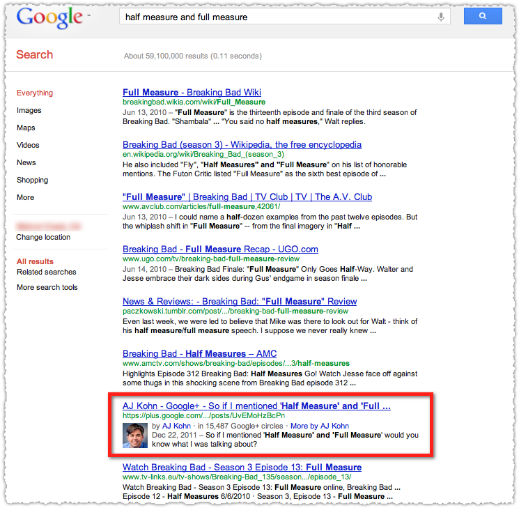 Search+ Native Google+ Nonpersonalized Search Results
