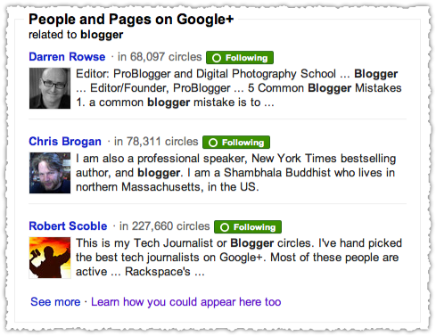 Search+ People and Pages Blogger