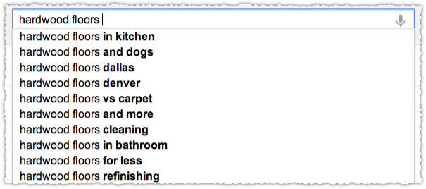 Hardwood Floors Google Autocomplete Suggestions