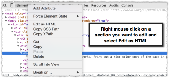 Chrome Developer Tools Edit HTML